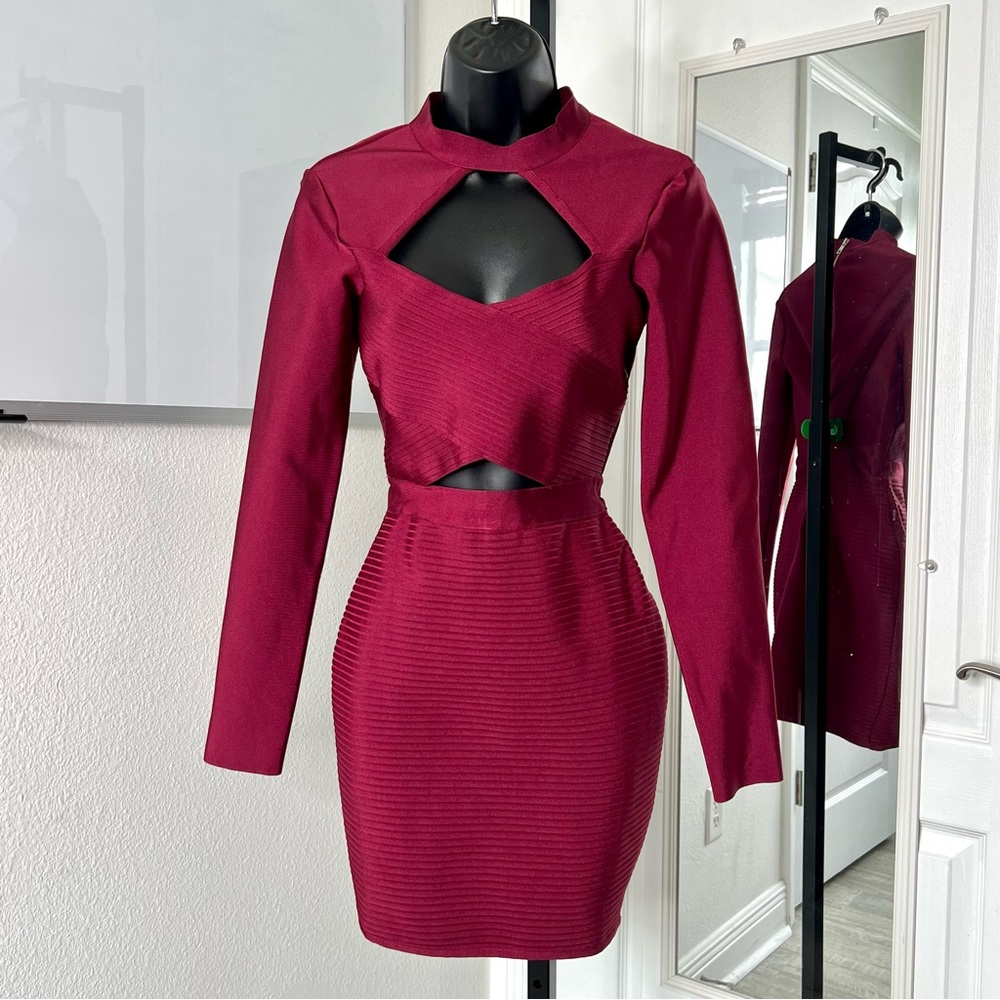 Burgundy Bandage Dress